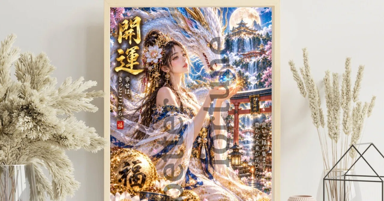 開運✨白龍神×天空神社 金運上昇・良縁・招福 A4高画質開運アート