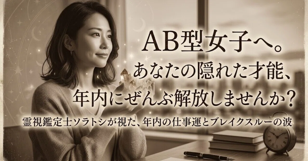 AB型女性限定の霊視鑑定】年内に職場のモヤモヤから解放されて大化け