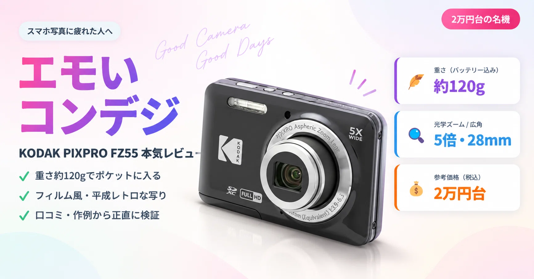 スマホに疲れた人へ。2万円の“エモい”名機KODAK PIXPRO FZ55を本気で