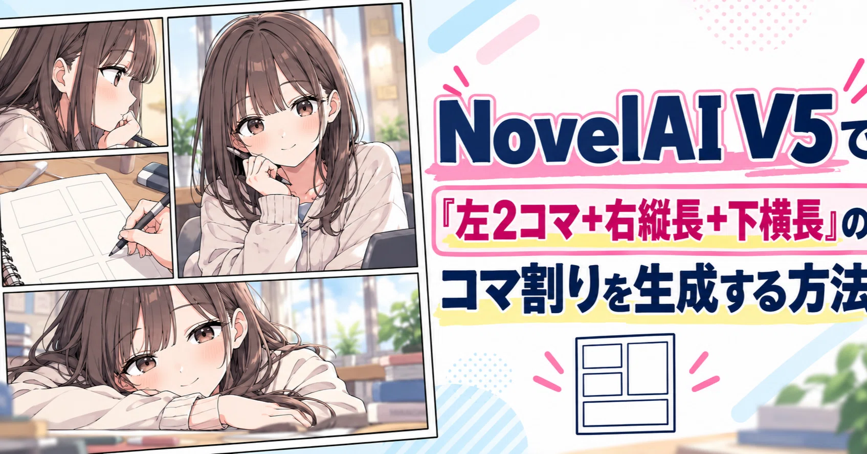 NovelAI V5で「左2コマ＋右縦長＋下横長」のコマ割りを生成する方法
