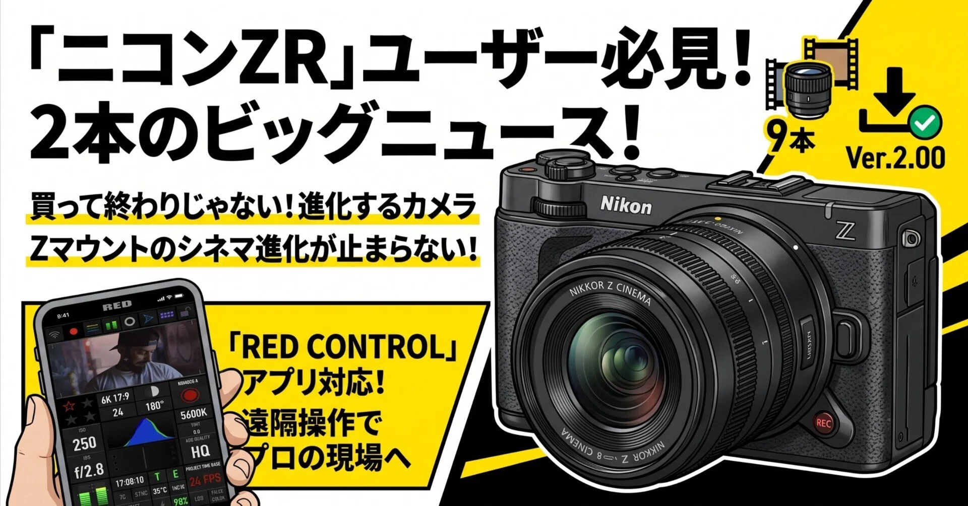 ニコンZRに、いいニュースが2本。ファームVer.2.00とシネマレンズ計9本