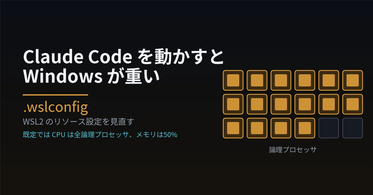 Claude Codeを動かすとWindowsが重い｜.wslconfigで見直すWSL2の