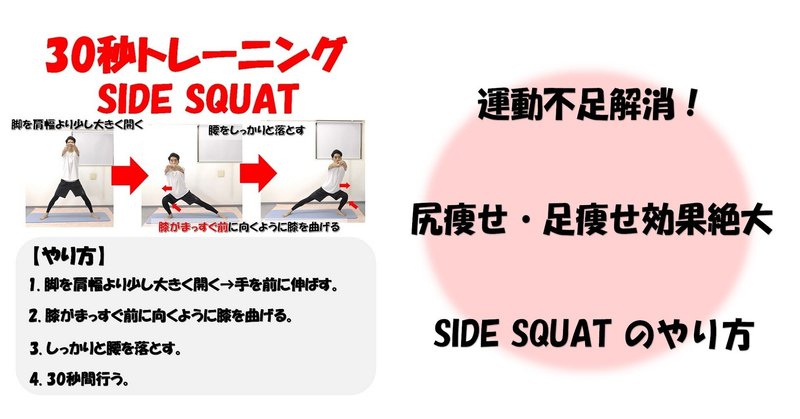 運動不足解消 尻痩せ 脚痩せ効果絶大 自宅でお気軽に出来る Side Squat のやり方 Revisionginza Note