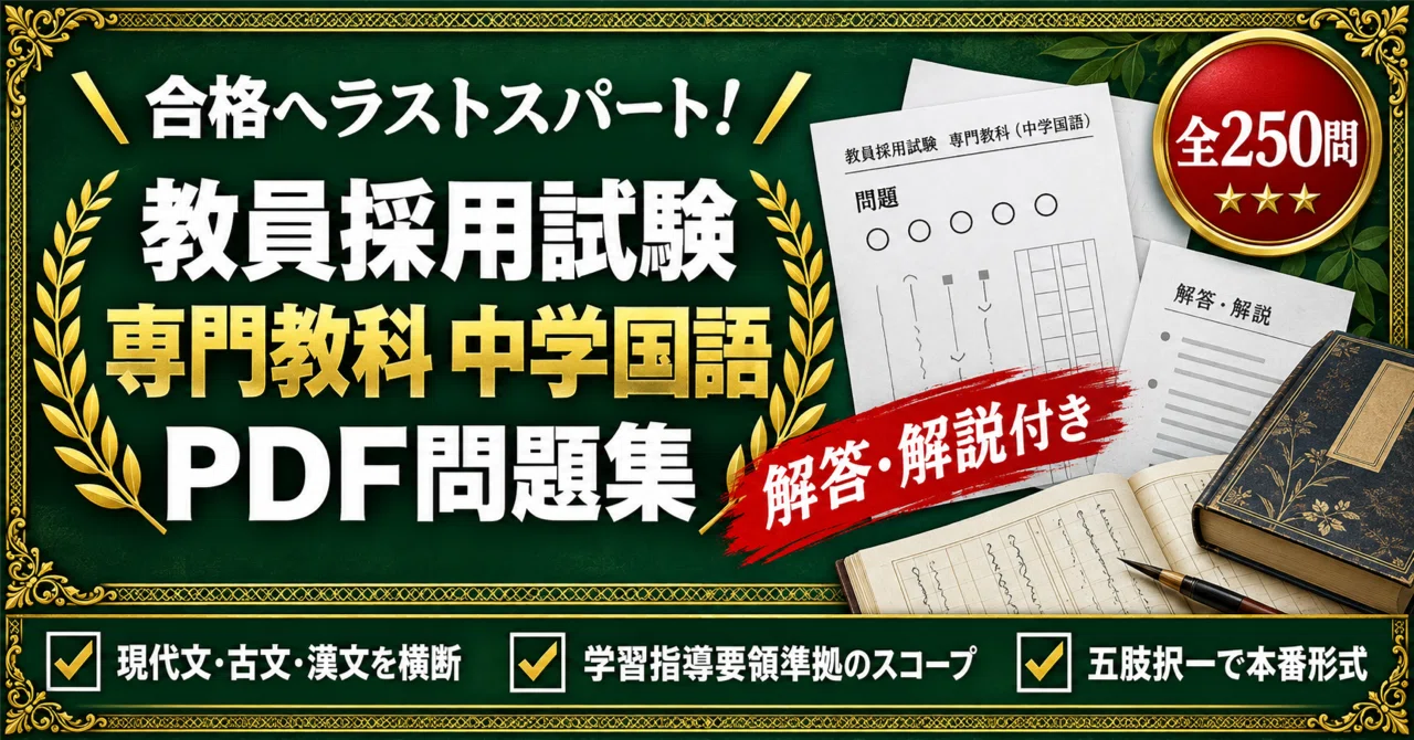 教員採用試験 専門教科【中学国語】対策問題集 五肢択一 全250問＋解答