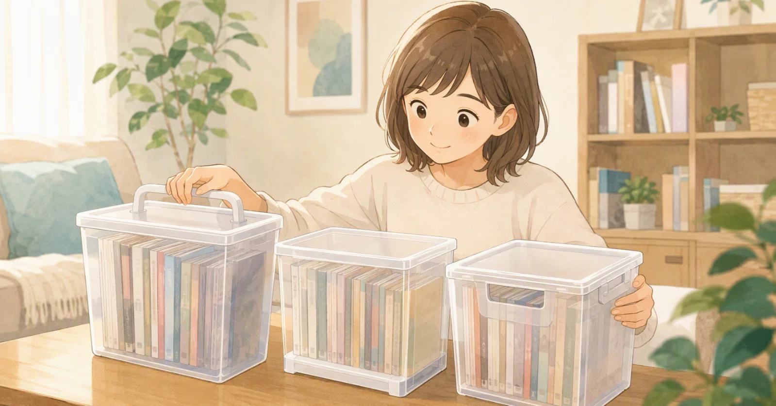 透明コミック収納ケース3品を比較。サイズと底板・持ち手で選ぶ