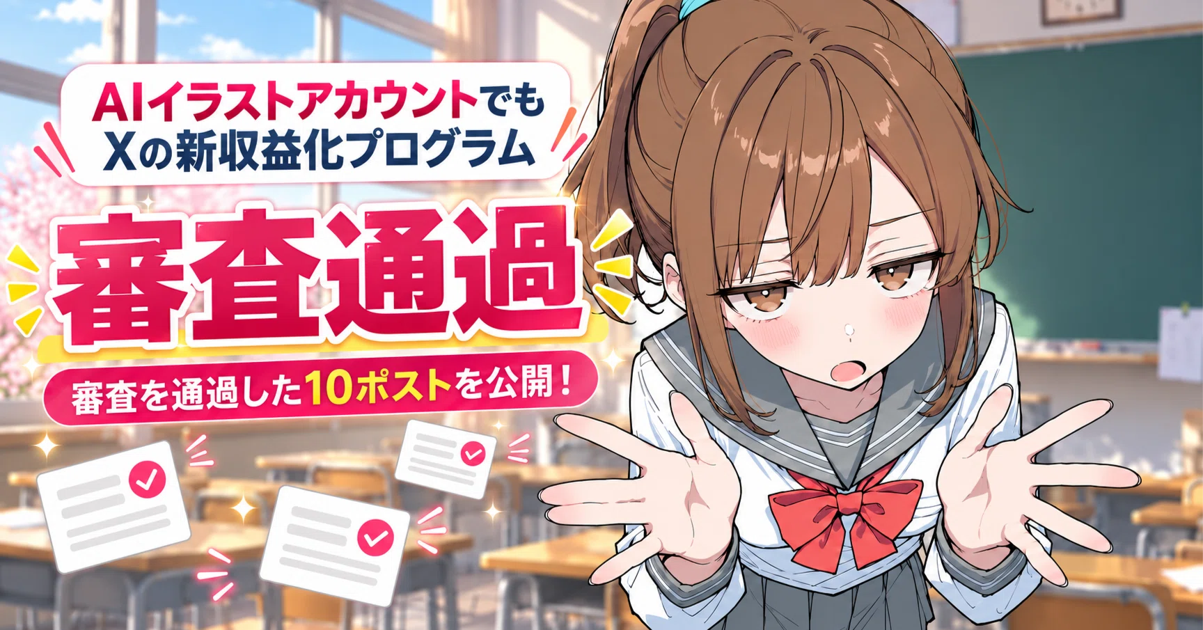 AIイラストアカウントでもXの新収益化プログラムの審査通過｜審査を