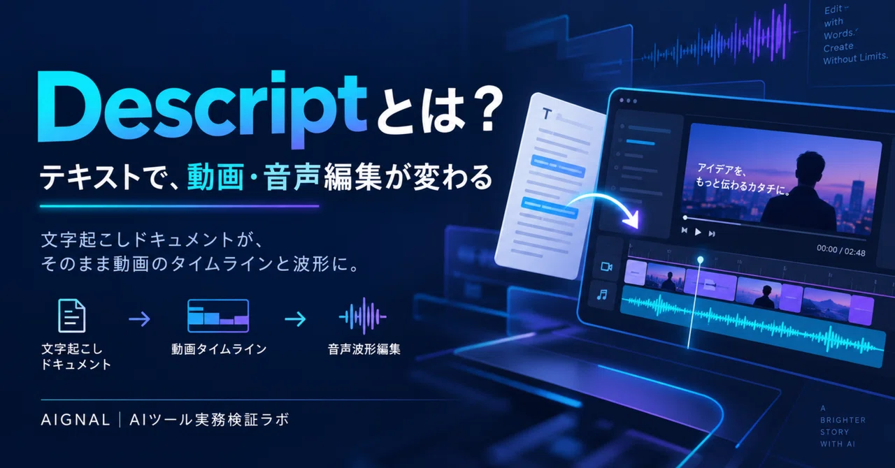 Descriptとは？文字を編集するように動画・音声を編集できるAIツール