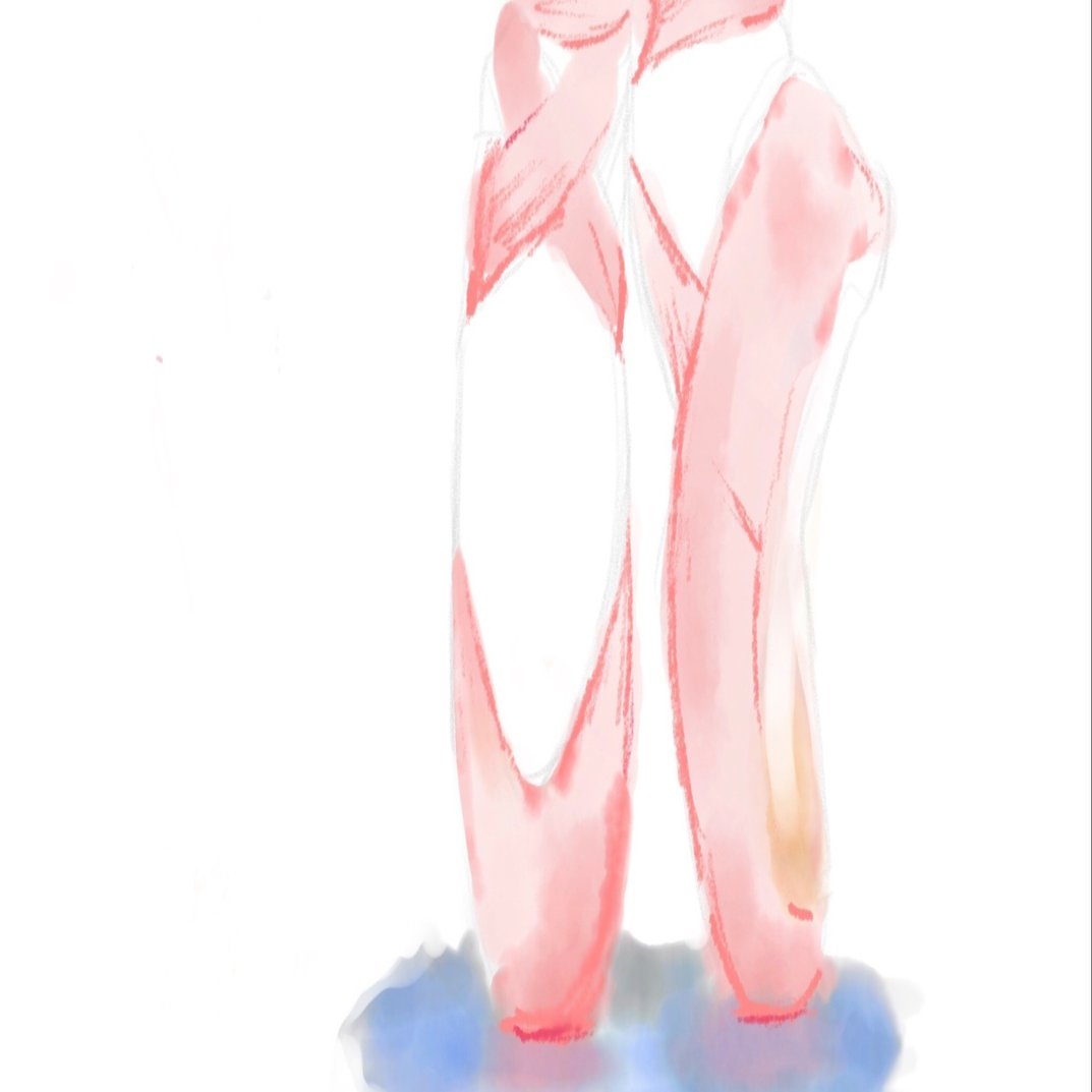 ダンスと漫画とお絵描きと Adobe Fresco練習 トゥシューズを描く エリー二 Erini Note