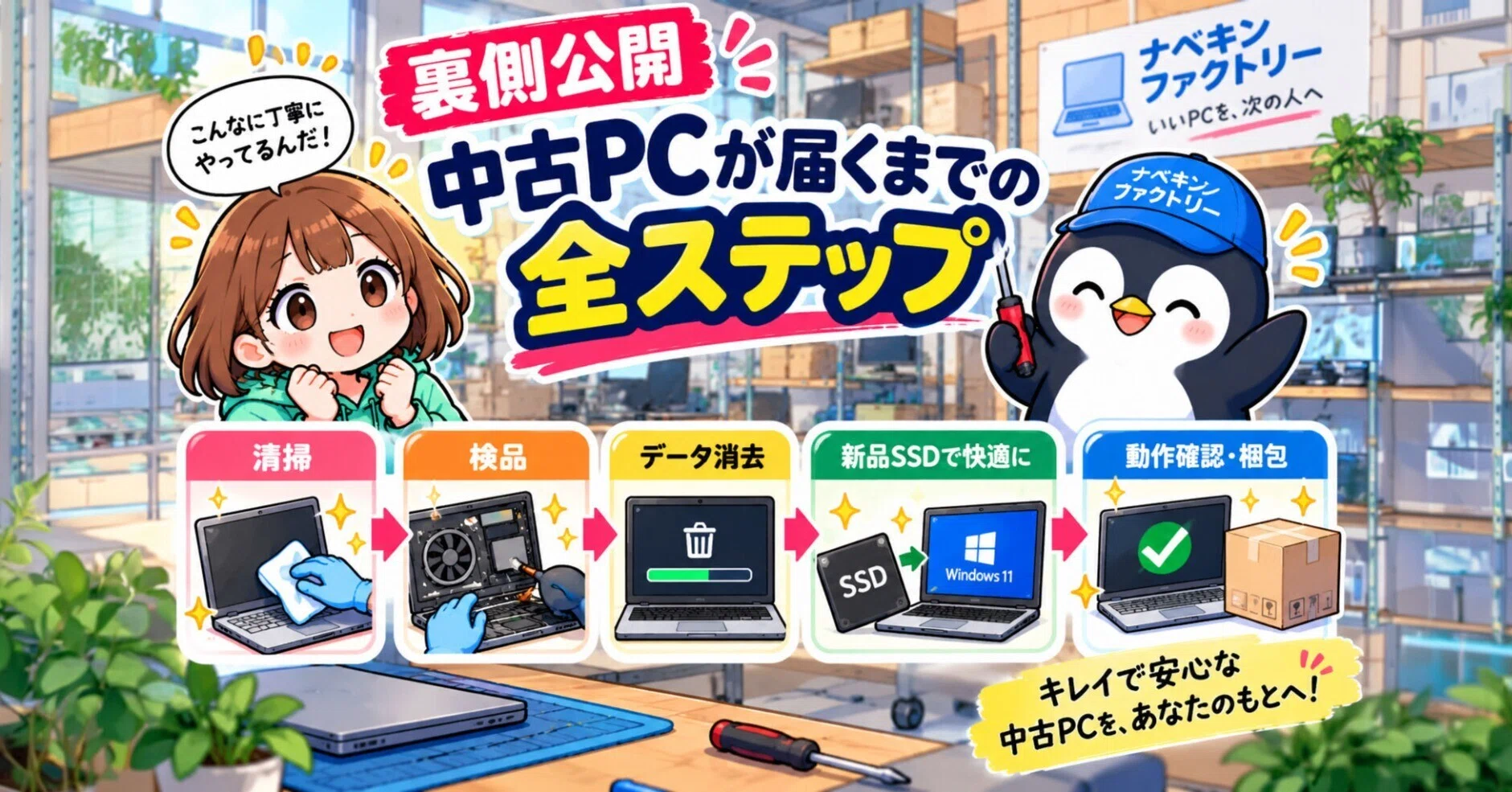 裏側公開】ジャンク品にさせない！中古PCが届くまでの全ステップ｜中古
