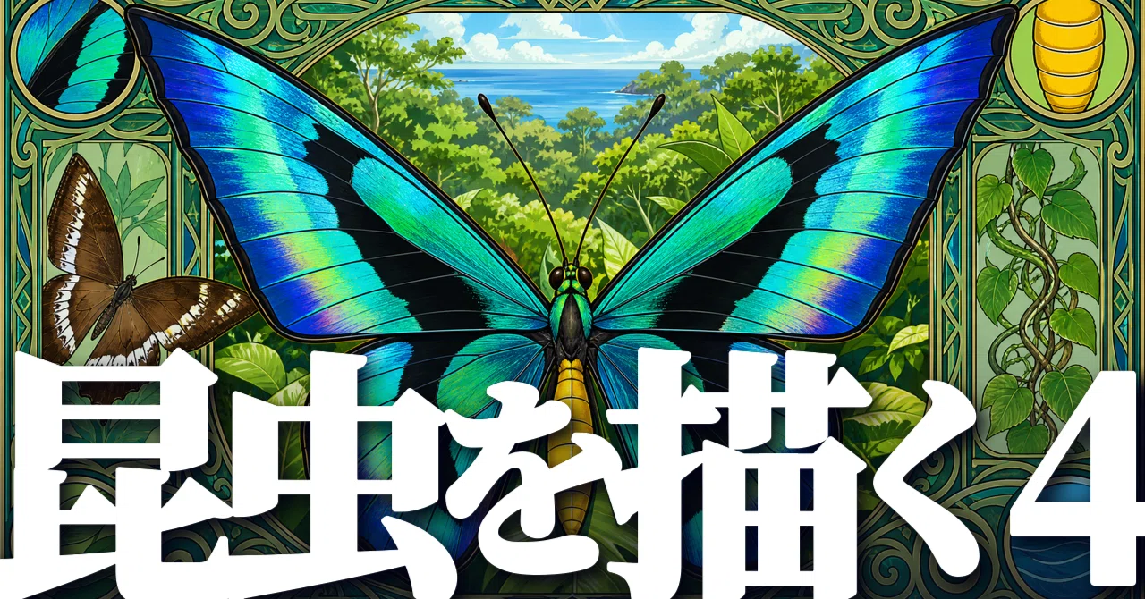 描くチョウ】アレクサンドラトリバネアゲハ・クロエススキシタアゲハ