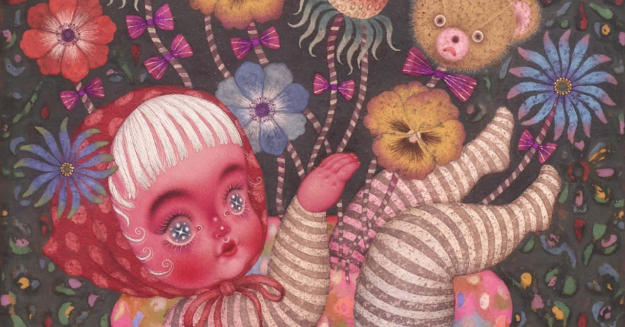【個人蔵保管品】足立絵美『kaleidoscope』ポポトピア 肉筆画 真作保証 岐阜の個展のおしらせ｜足立絵美
