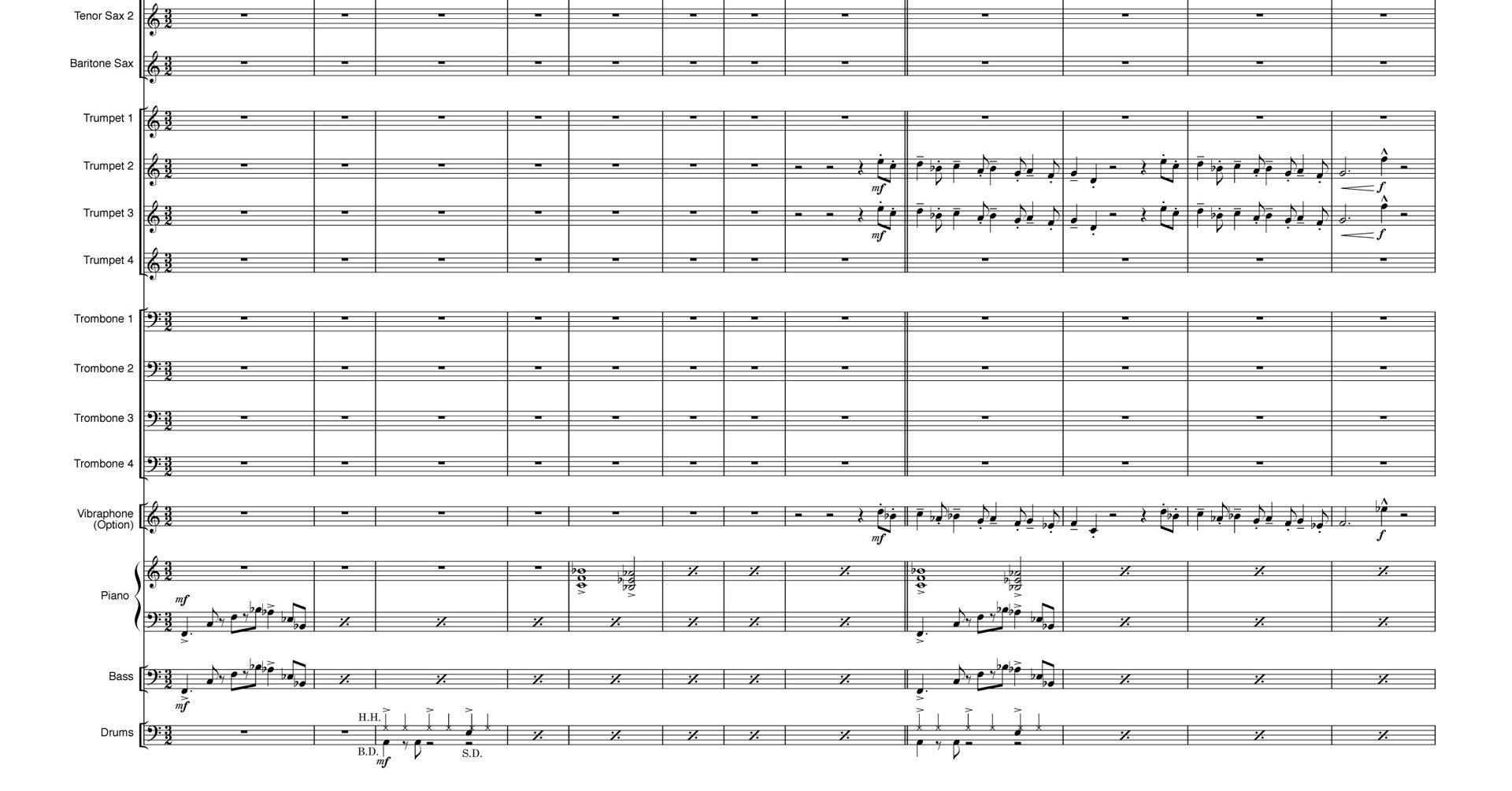 コンポジション・ウィズ・ブルー ビッグバンド 楽譜｜本澤なおゆき