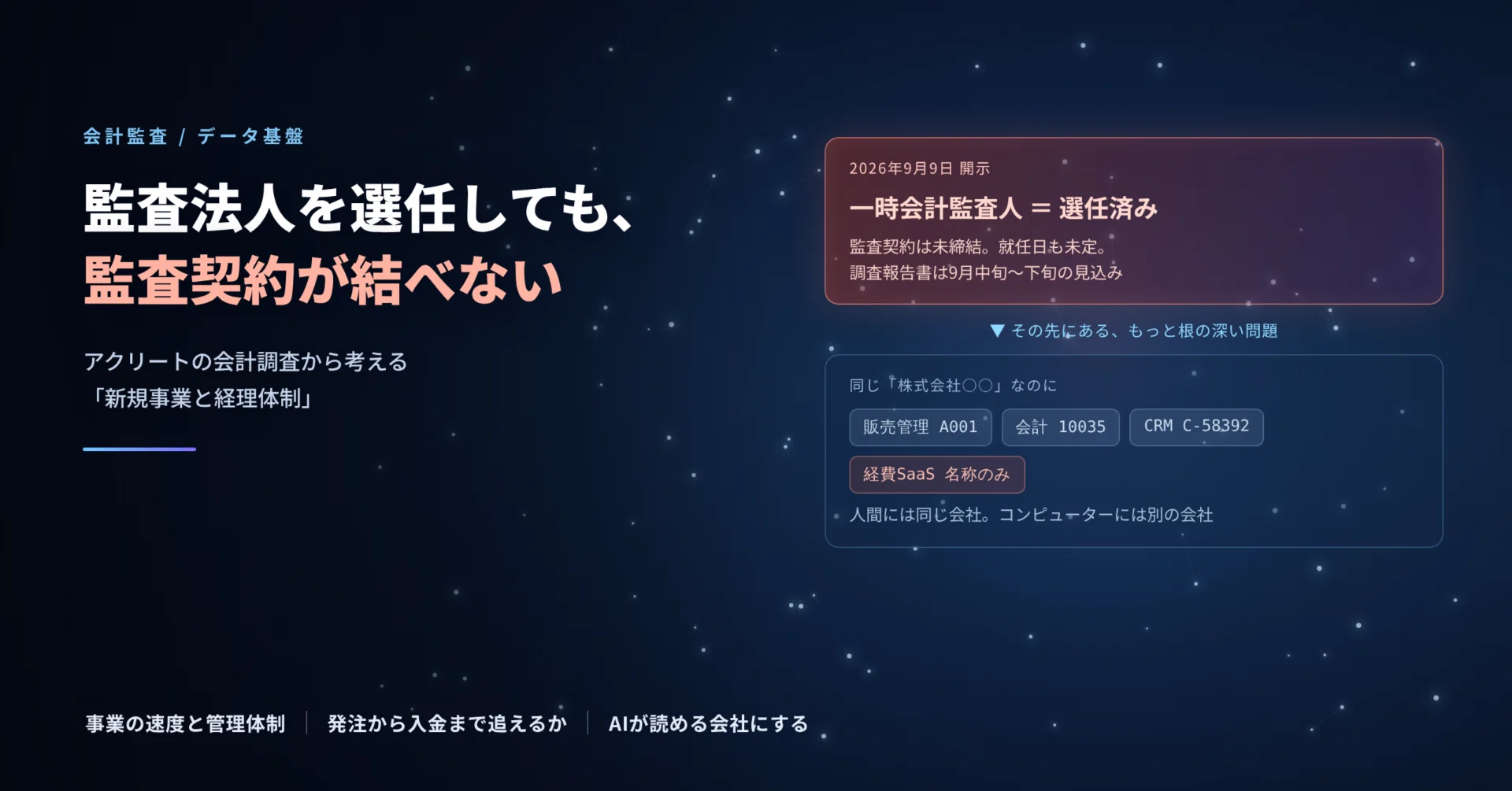 監査法人を選任しても、監査契約が結べない――アクリートの会計調査から