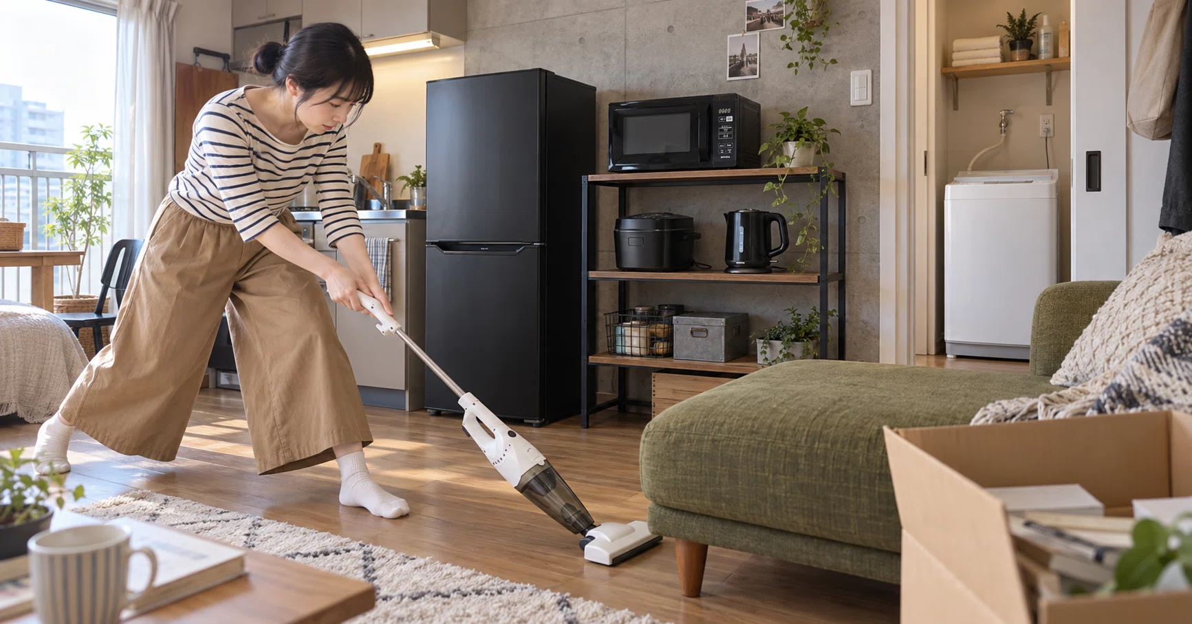 山善の黒い新生活家電6点セットで一人暮らしを整える｜キツネ｜コラム