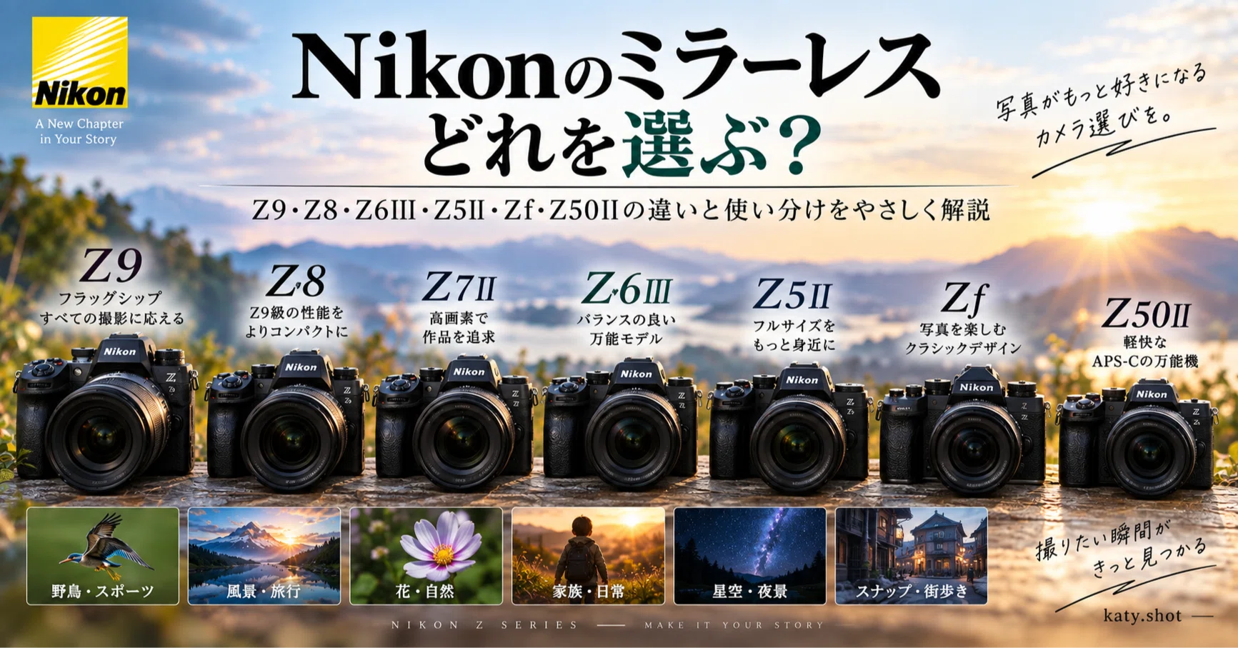 Nikonのミラーレス、どれを選ぶ？｜Z9・Z8・Z6III・Z5II・Zf・Z50IIの