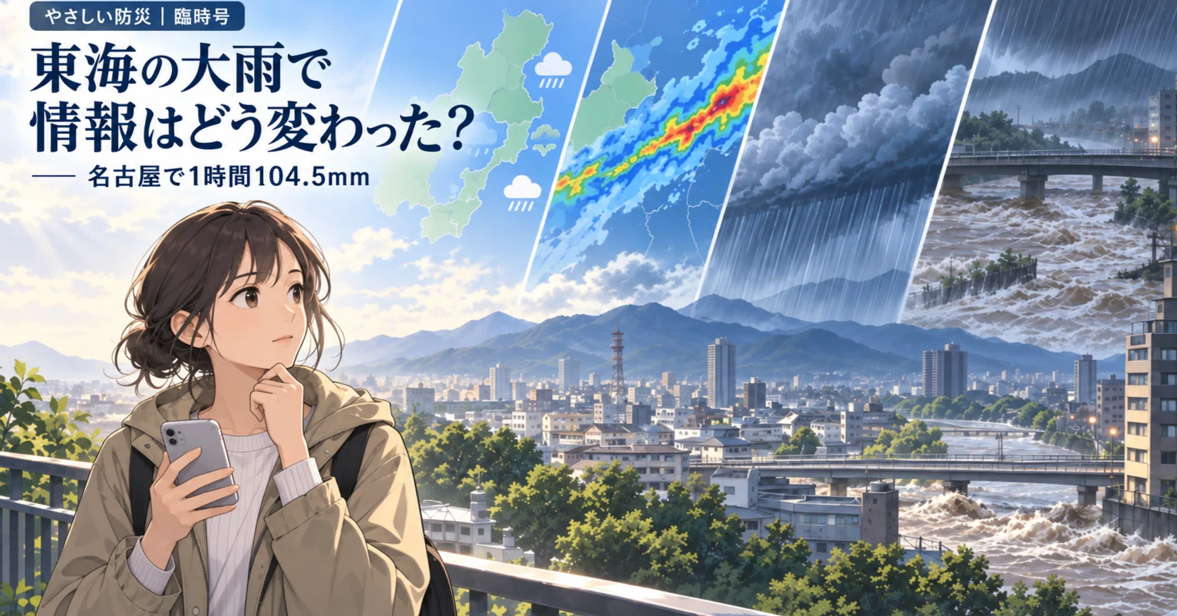 やさしい防災｜臨時号：名古屋で1時間104.5mm 東海の線状降水帯から