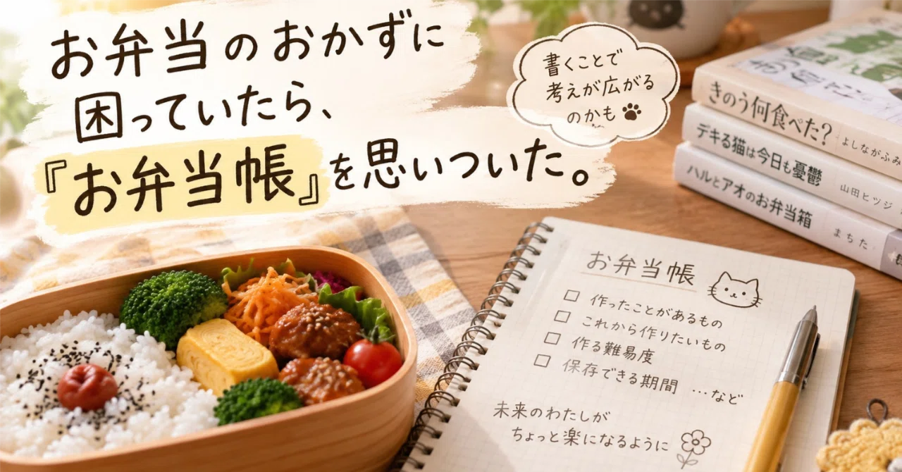 お弁当家族　メモ帳　レア お弁当のおかずに困っていたら、『お弁当手帳』を思いついた。｜猫田