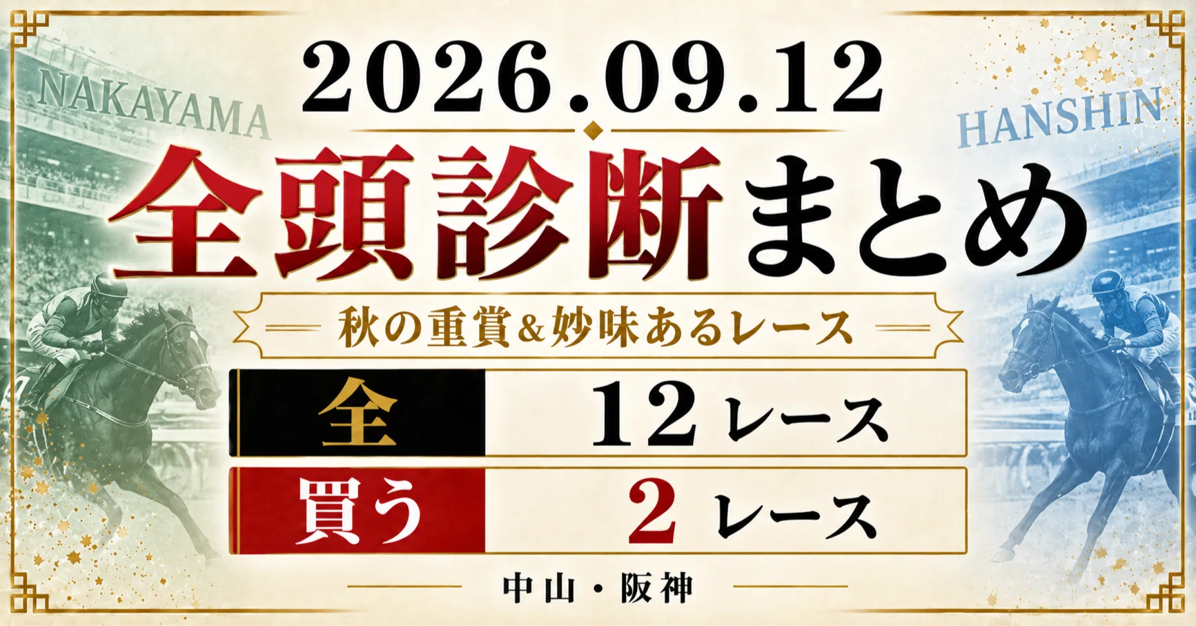 2026.09.12 中山・阪神｜全12R 全頭コース適性診断まとめ｜買うのは2R