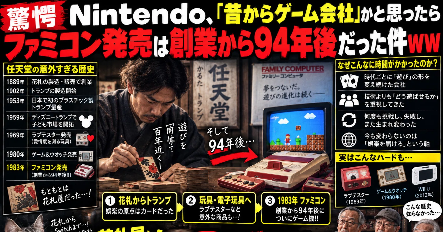 驚愕】Nintendo、「昔からゲーム会社」かと思ったらファミコン発売は
