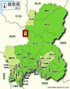 地図）石徹白地区の位置（岐阜県郡上市）