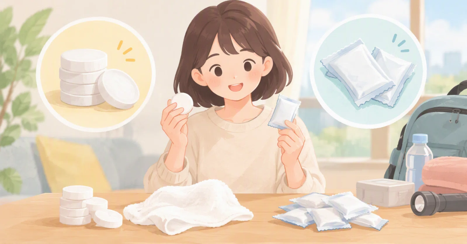 防災用の圧縮タオルはどう選ぶ？水なしで使えるタイプと個包装を比べて
