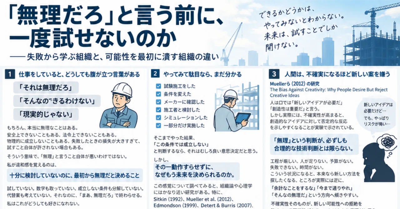 無理だろ」と言う前に、一度試せないのか――失敗から学ぶ組織と、可能性