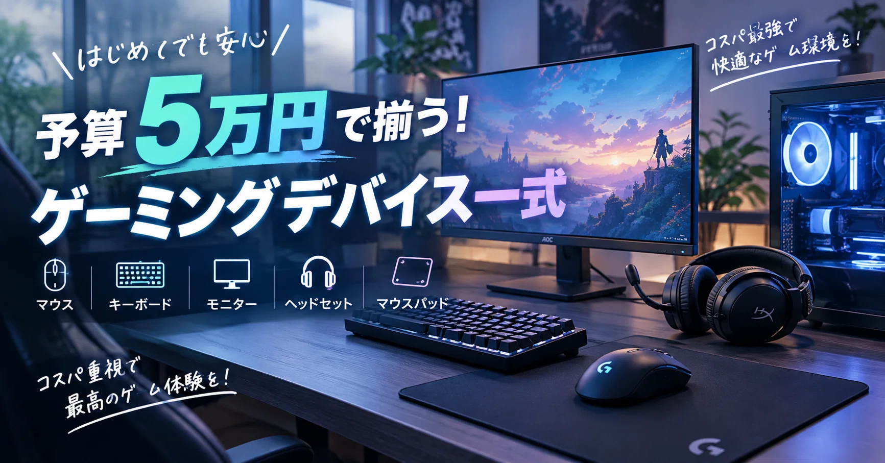 予算5万円以内】ゲーミングデバイス一式おすすめ｜マウス・キーボード