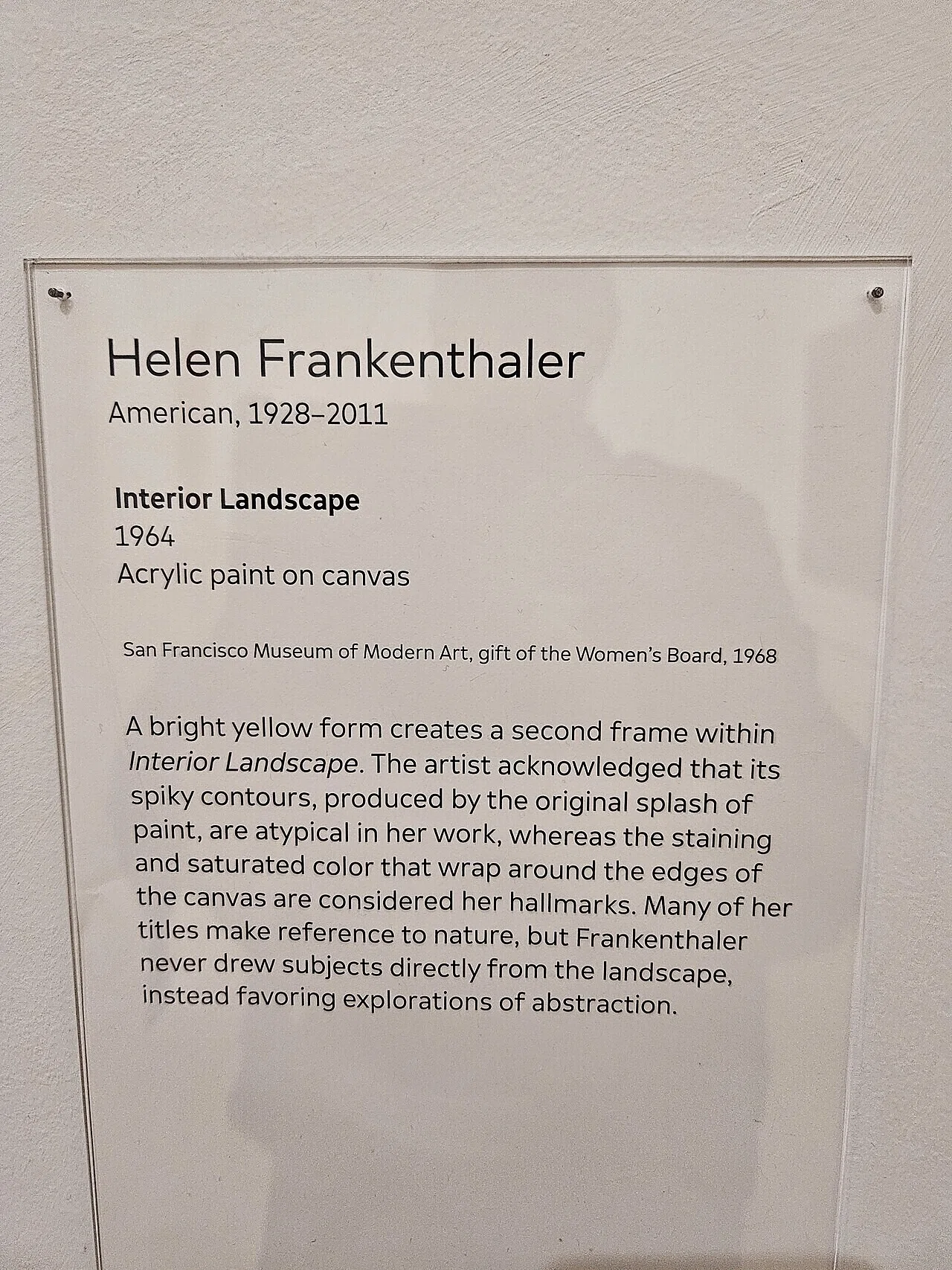 Interior Landscape, 1964, Helen Frankenthaler, Paintings in the San Francisco Museum of Modern Art, SFMOMA 18