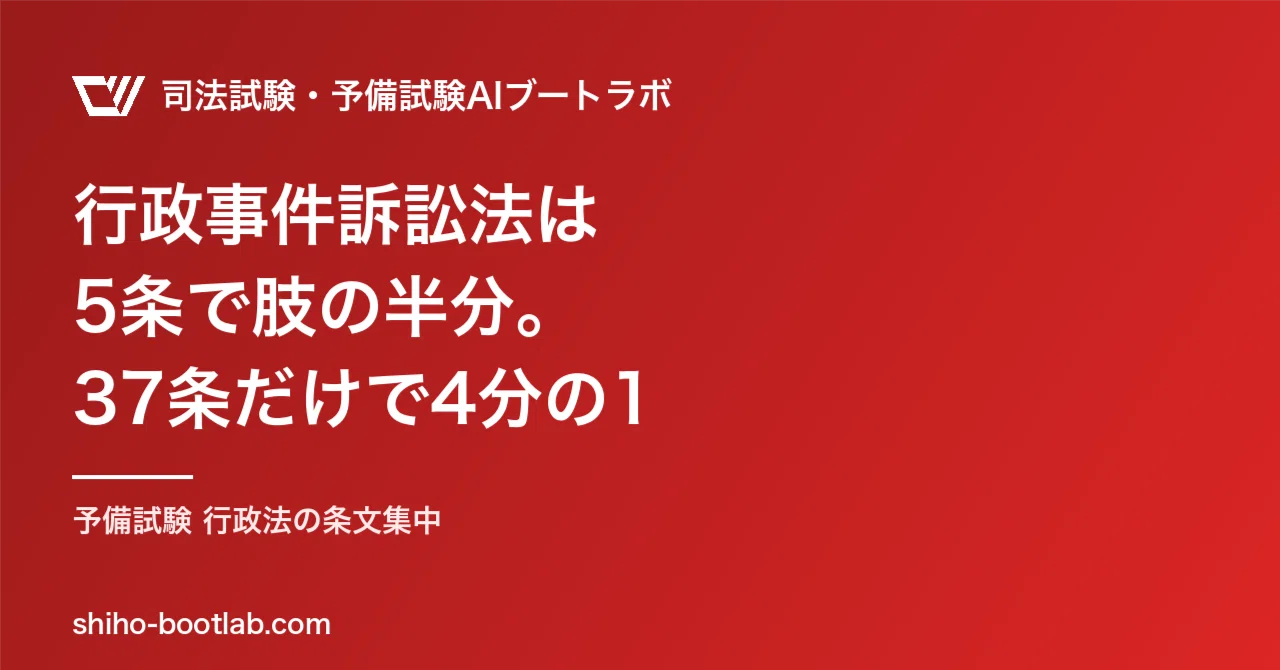 予備試験の行政法、行政事件訴訟法は5条で肢の半分。37条（義務付け