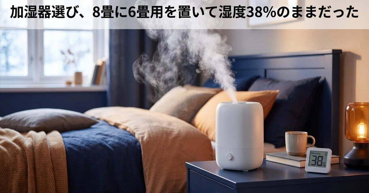 加湿器選び、8畳に6畳用を置いて湿度38%のままだった｜ひろと@人生hack