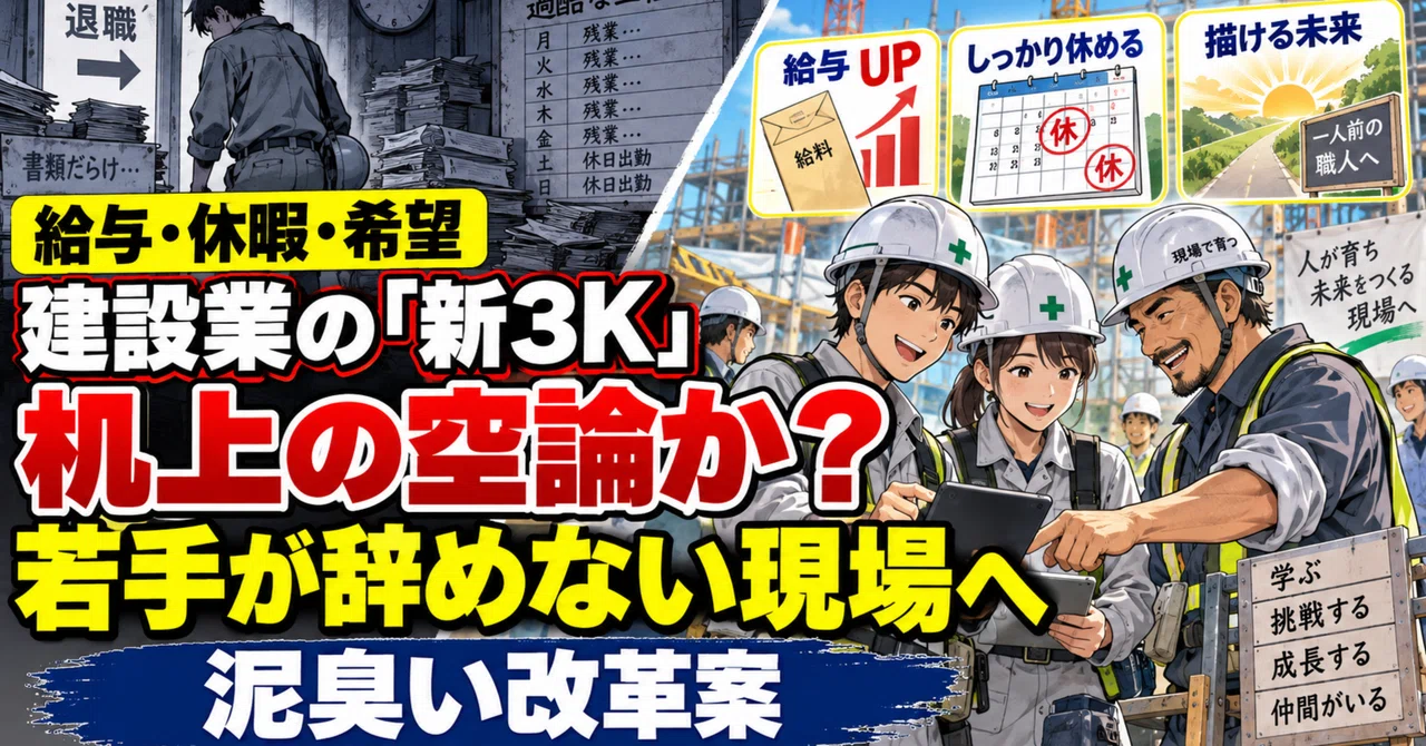 建設業の「新3K（給与・休暇・希望）」は机上の空論か？若手が辞めない