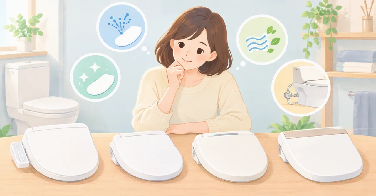後付け温水洗浄便座は何で選ぶ？取付条件と清掃・脱臭機能を4機種で