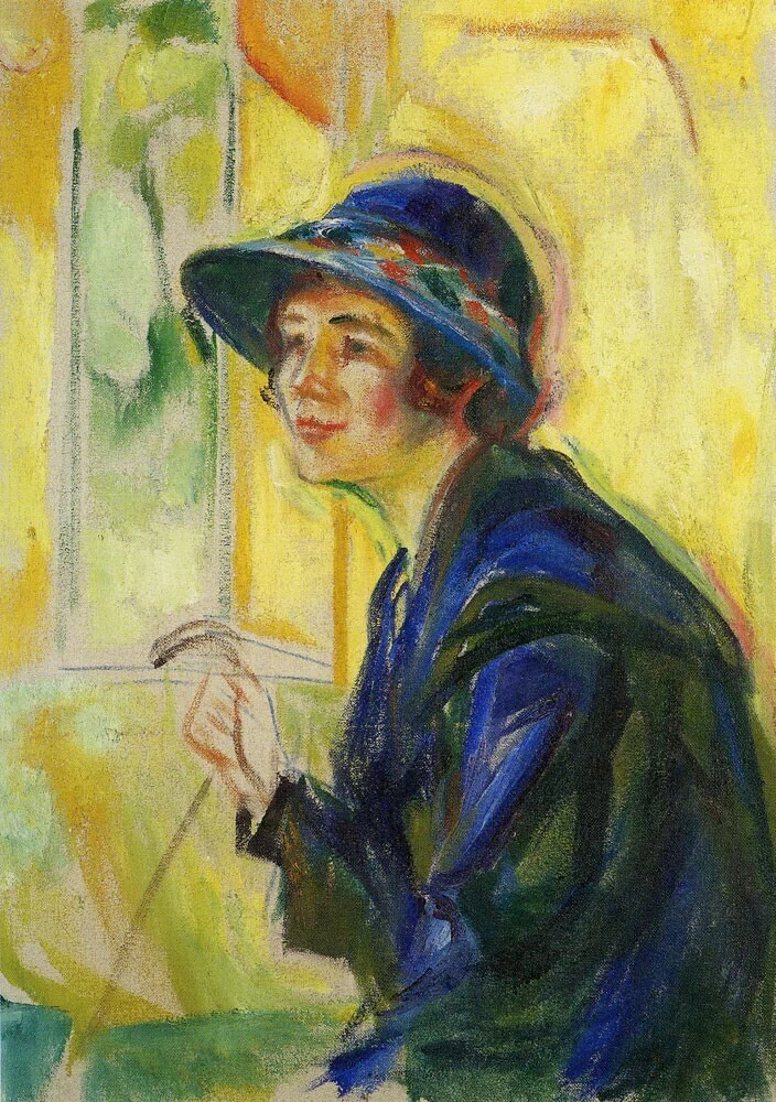 Edvard Munch - Female Portrait against Yellow Background - Woll 1433