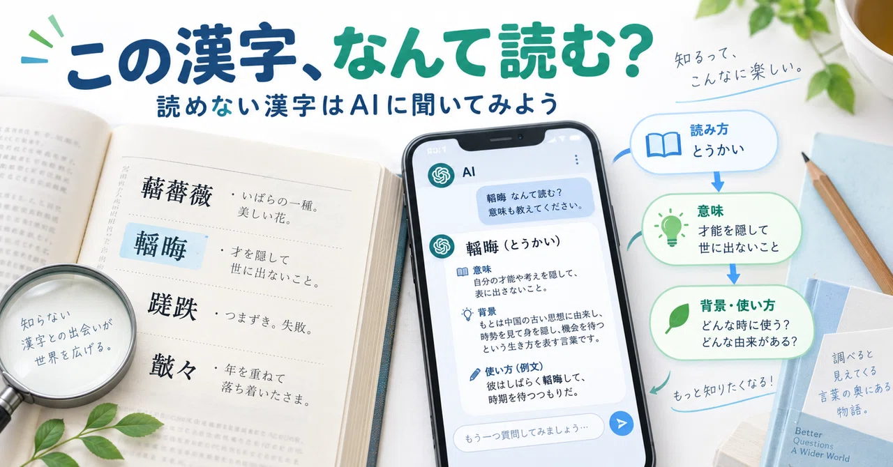 この漢字、なんて読む？」📖 読めない漢字はAIに聞いてみよう。追加の