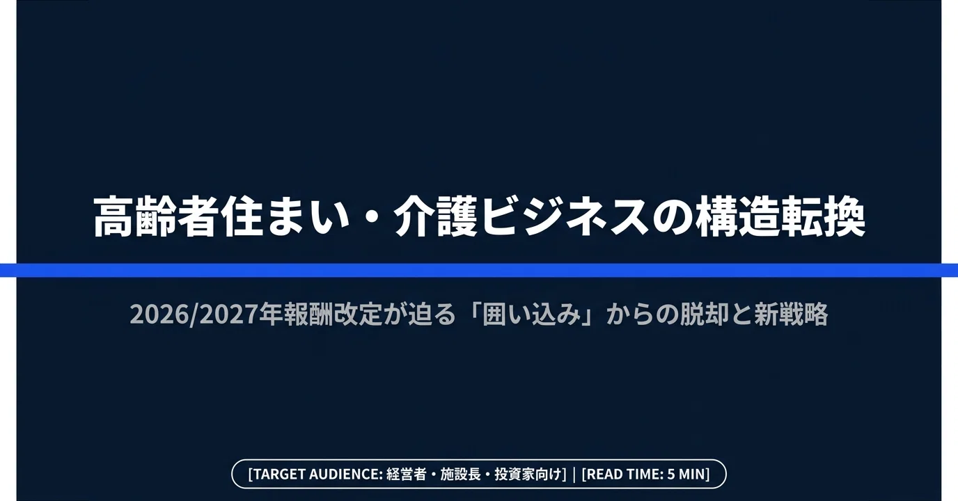 2026年改正】高齢者住まいへの居宅サービス報酬と「同一建物減算」の