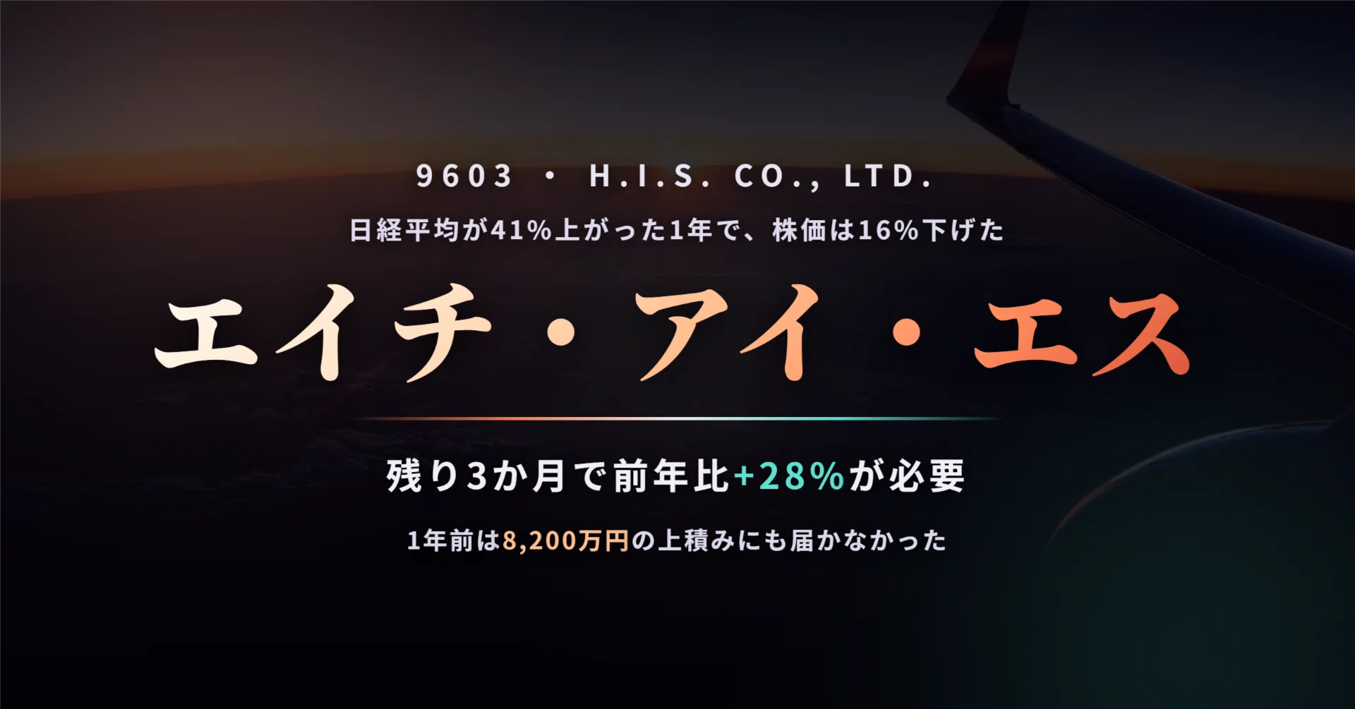 エイチ・アイ・エス（HIS・9603）の株価はなぜ日経平均が41%上がった1
