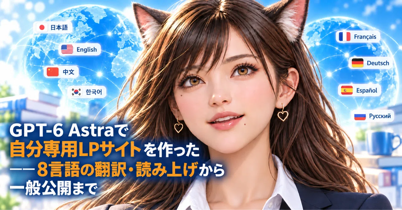 GPT-6 Astraで自分専用LPサイトを作った――8言語の翻訳・読み上げから
