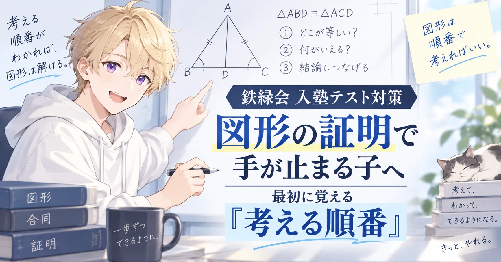 鉄緑会の入塾テスト｜図形の証明で手が止まる子が最初に覚える『考える