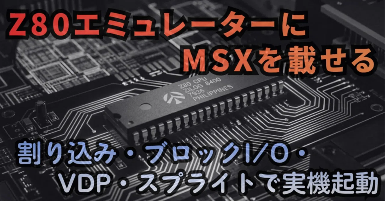 Z80エミュレーターにMSXを載せる。割り込み・ブロックI/O・VDP