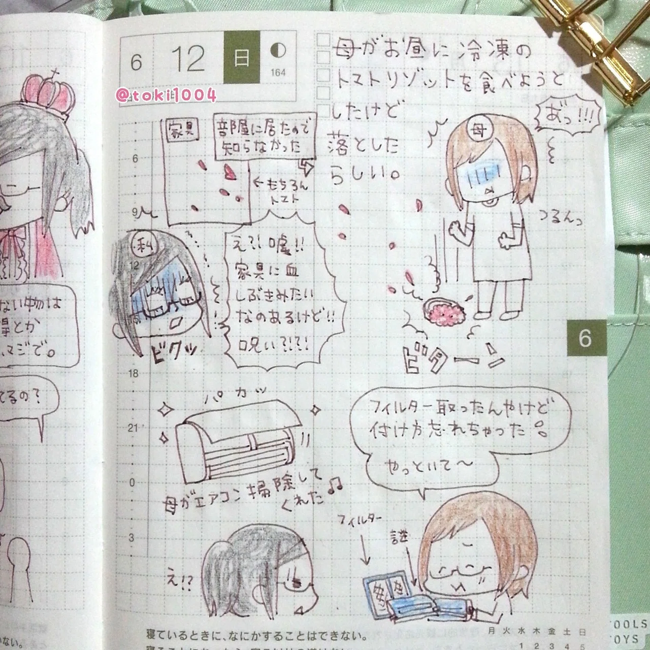 今日のお母さん ほぼ日手帳 ほぼ日 手帳 コミックエッセイ 絵日記 えにっき 絵 イラスト エッセイ 手描き 日常漫画 家族 家族日記 今日のお母さん 血しぶき イラストレーターとき Note