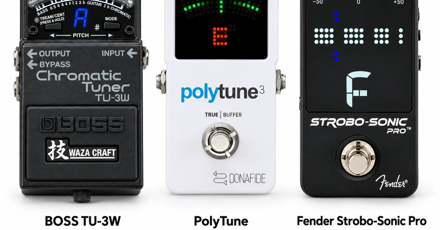 チューナーペダル徹底比較｜BOSS TU-3W・PolyTune・Fender Strobo
