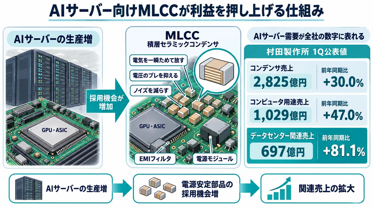 村田製作所】AIサーバーの部品争奪で決算が変わった！本命買いに追加