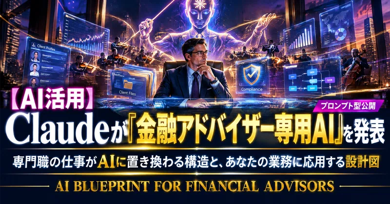 【AI活用】Claudeが「金融アドバイザー専用AI」を発表──専門職の仕事がAIに置き換わる構造と、あなたの業務に応用する設計図《プロンプト型公開》