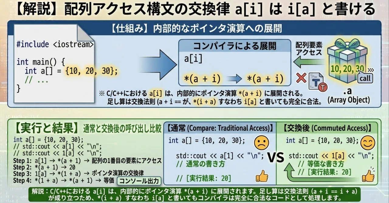 C++: Commutative Law of Array Access (Why writing 1[a] instead of a[1 ...