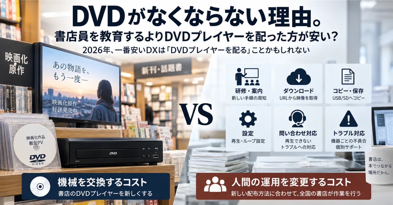 書店員を教育するよりDVDプレイヤーを配った方が安い？DVDがなく