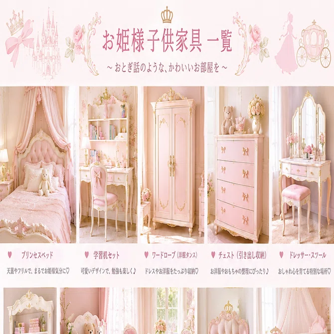 お姫様♡プリンセス♡姫 家具 女の子の憧れ♡】お姫様な家具一覧♡｜りぼん/双子ママ