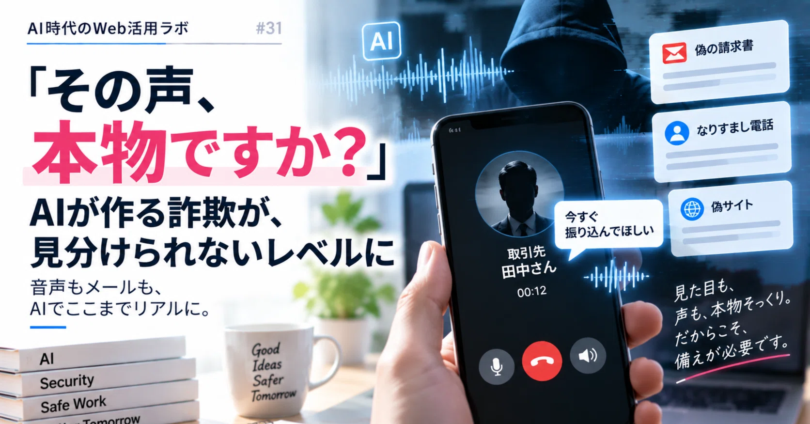 その声、本物ですか」——AIが作る詐欺が、見分けられないレベルに達して
