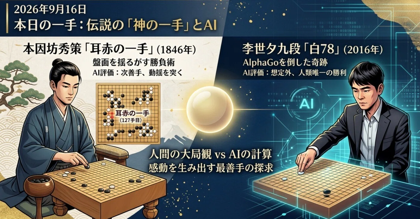 本日の電脳の一手(囲碁) September 16, 2026 at 8:10 AM JST