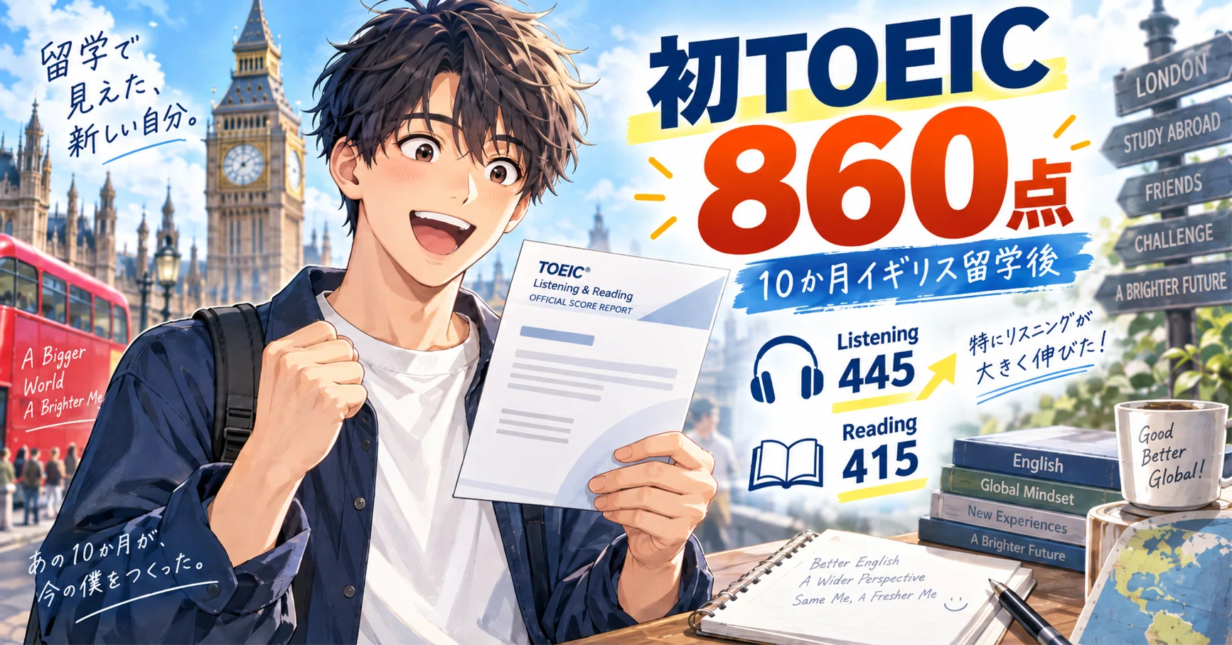 TOEIC】10か月イギリス留学後に初受験した結果｜タイギのイギリス