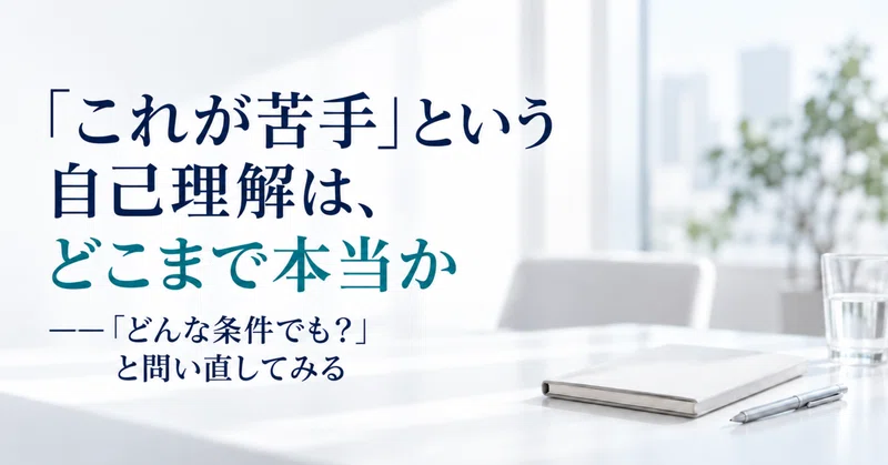 「これが苦手」という自己理解は、どこまで本当かーー 「どんな条件でも？」と問い直してみる